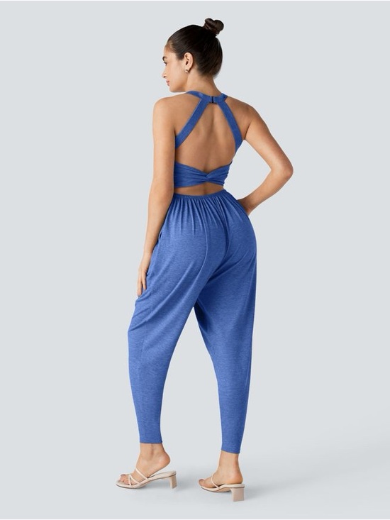 HALARA Pants - NWT/NIB Halara U Neck Pocket Harem Casual Jumpsuit-Easy Peezy Edition w/ pockets